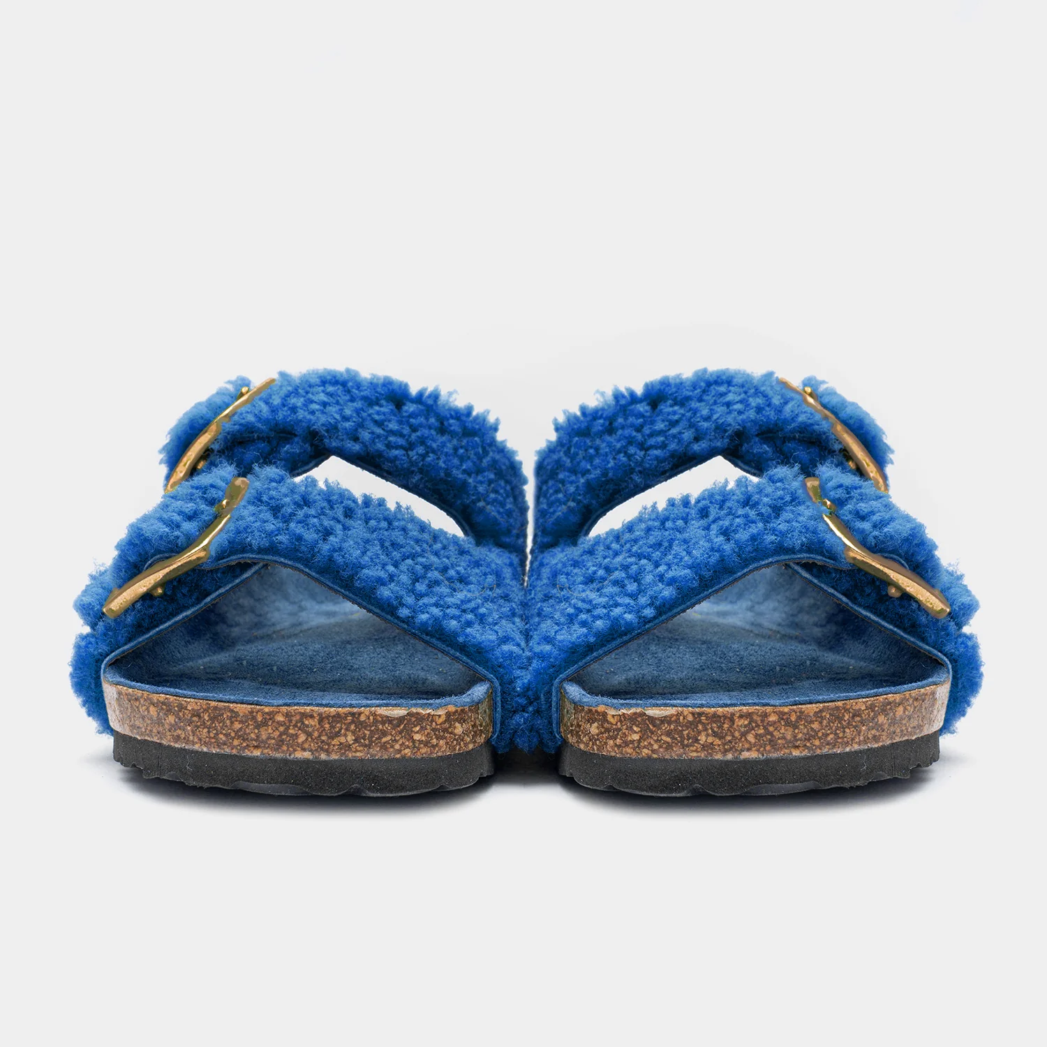 FIRENZE - Slipper con doppia fascia e fibbie regolabili in montone (Blu) - Image 6