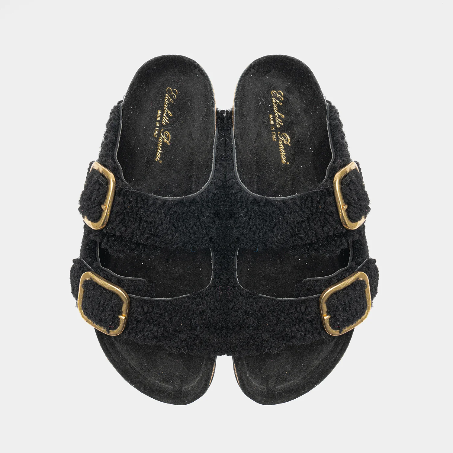 FIRENZE - Slipper con doppia fascia e fibbie regolabili in montone (Nero) - Image 4
