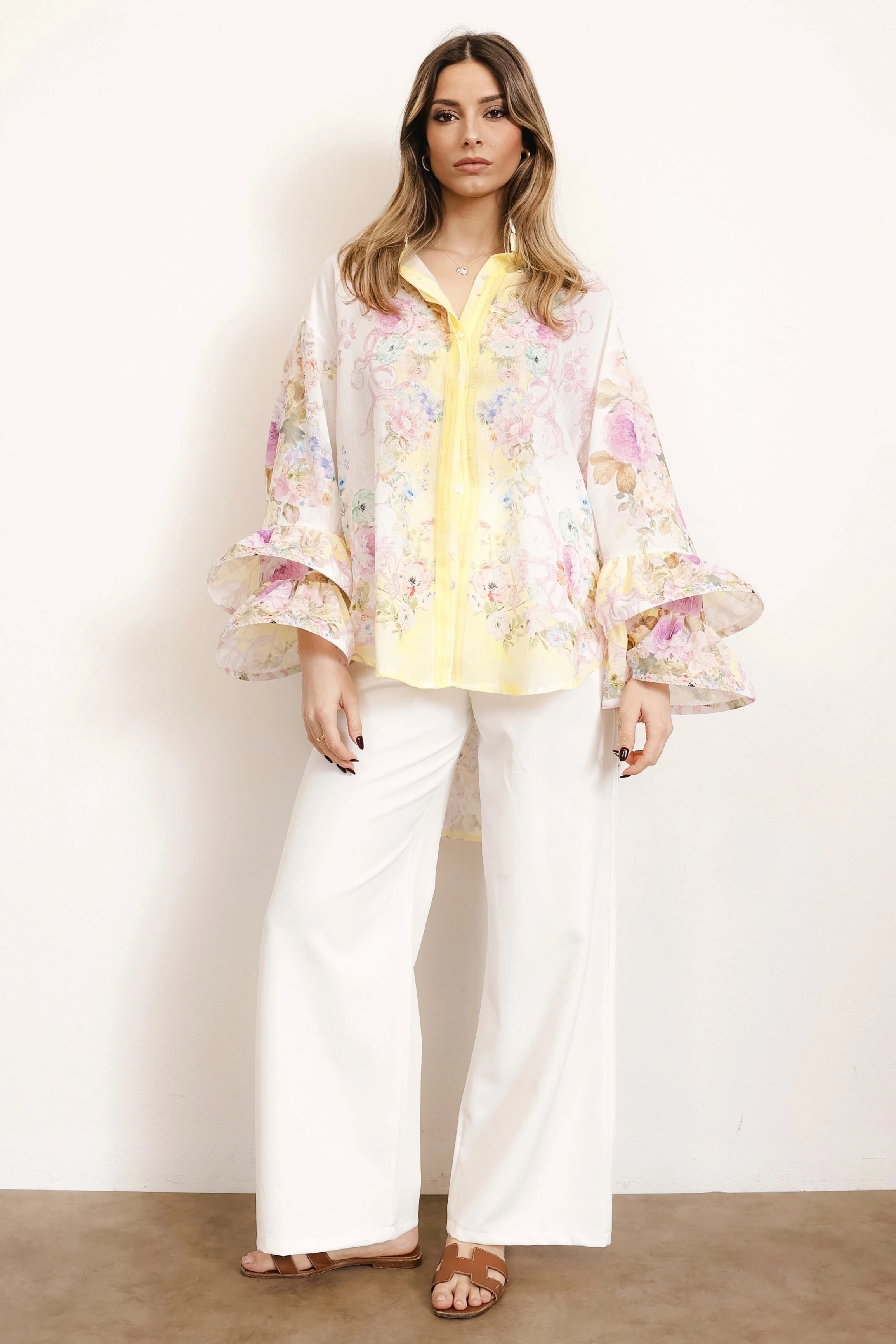 FLAMENCO - Camicia con rouches (Fantasia Giallo) - Image 4