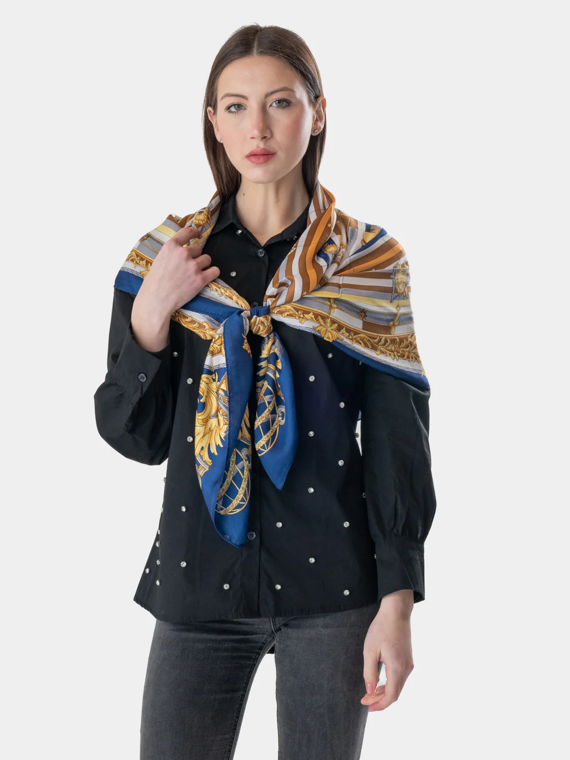 SALISBURGO - Foulard Luxury Splendore Mediceo (Oro e Blu) - Image 2