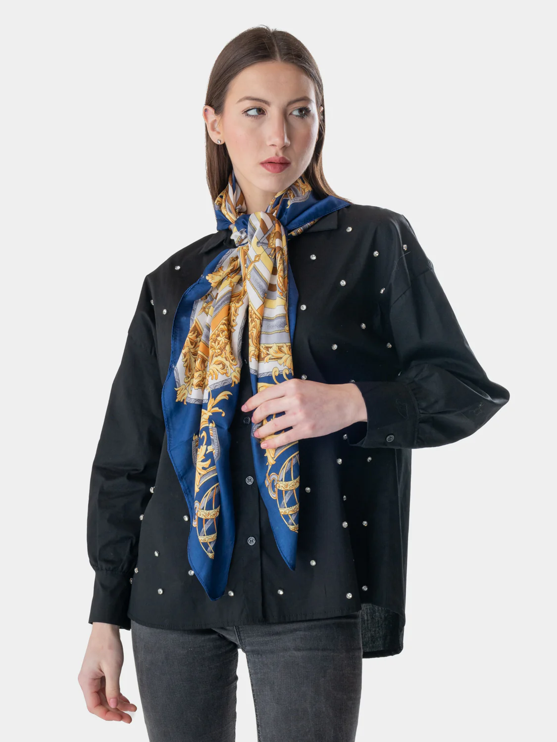 SALISBURGO - Foulard Luxury Splendore Mediceo (Oro e Blu) - Image 3