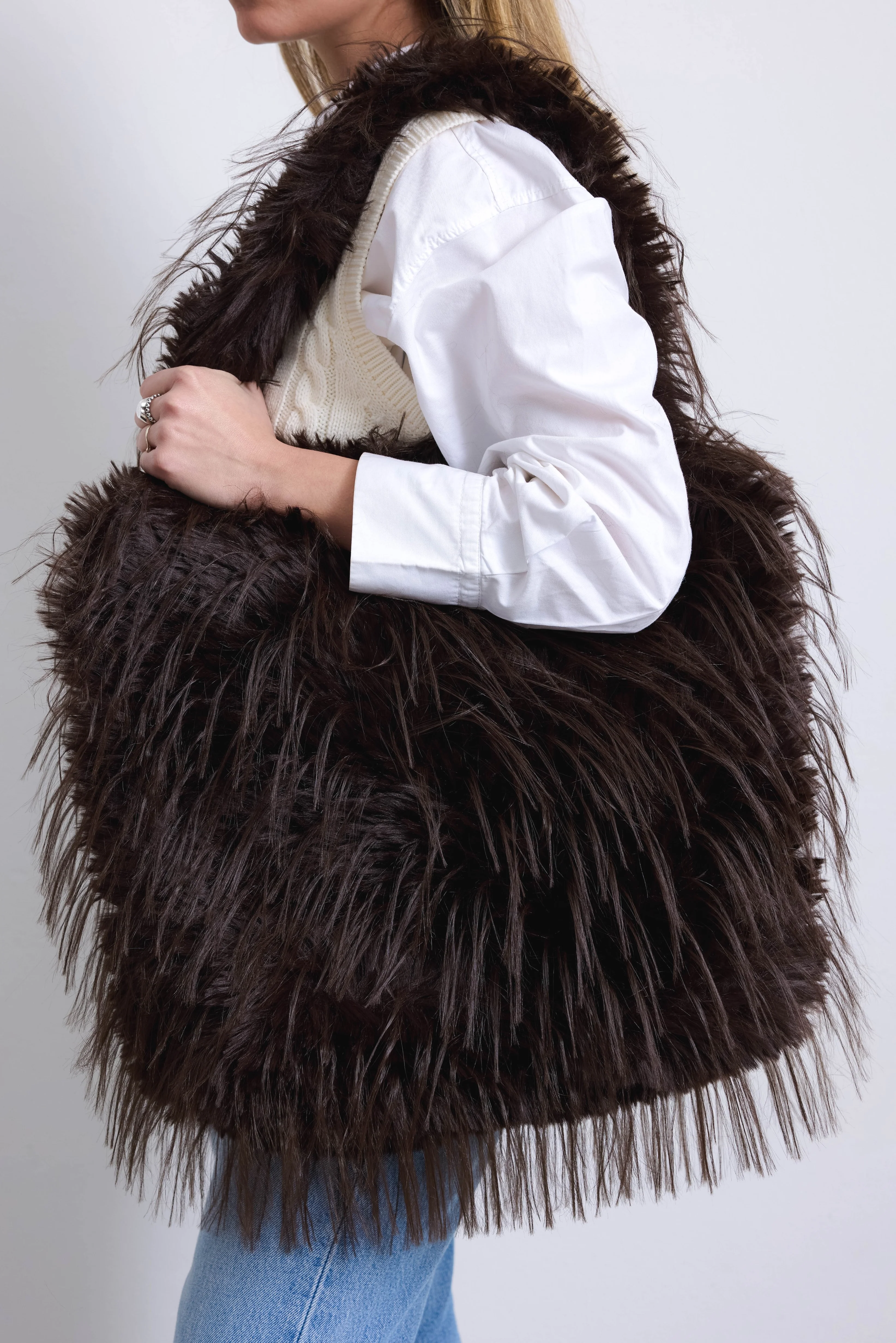 MALESIA - Borsa pelo ecopelliccia (Marrone Fondente) - Image 2