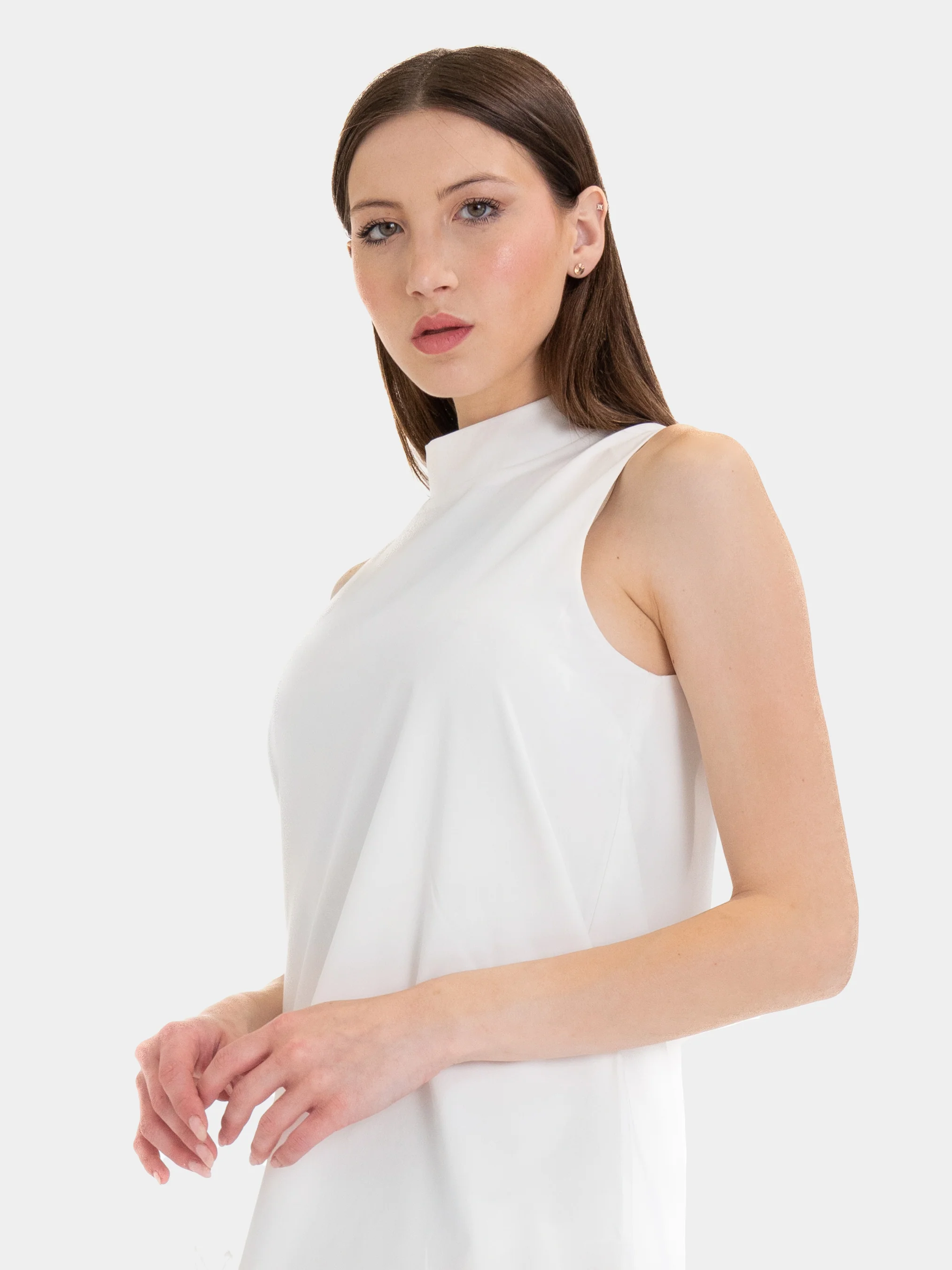 MANHATTAN - Vestito con bordatura in marabù (Bianco) - Image 3