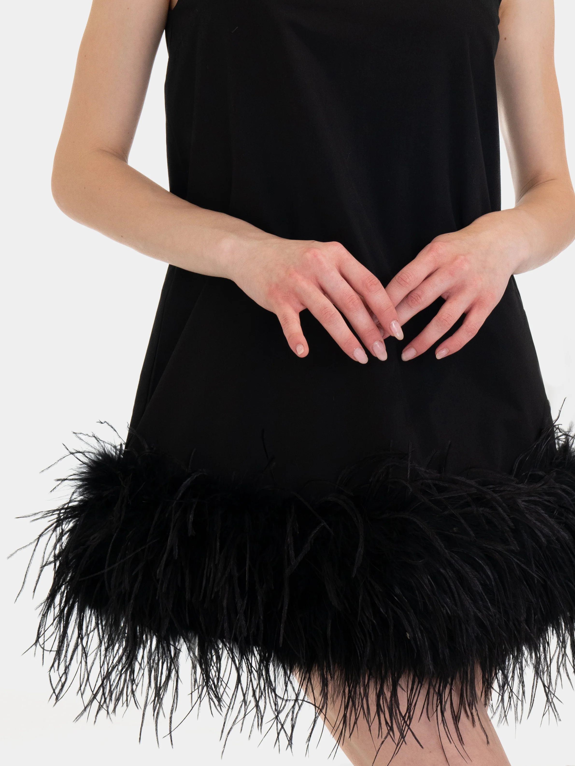 MANHATTAN - Vestito con bordatura in marabù (Nero) - Image 3