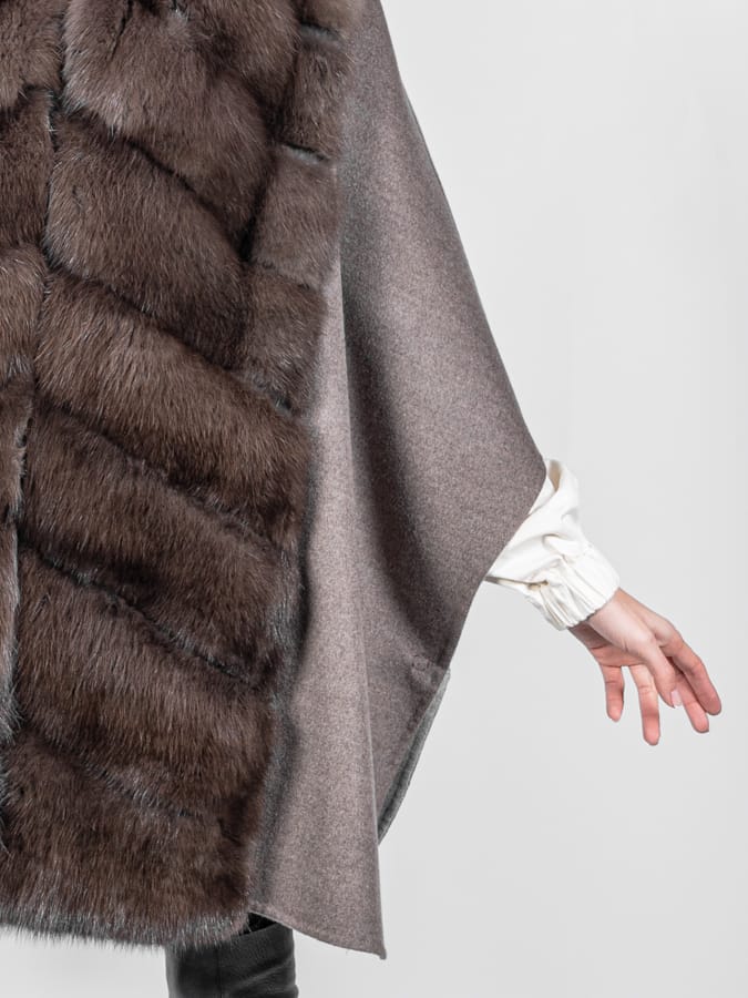 MONTANA - Mantella in zibellino e cashmere Loropiana (Grigio) - Image 2