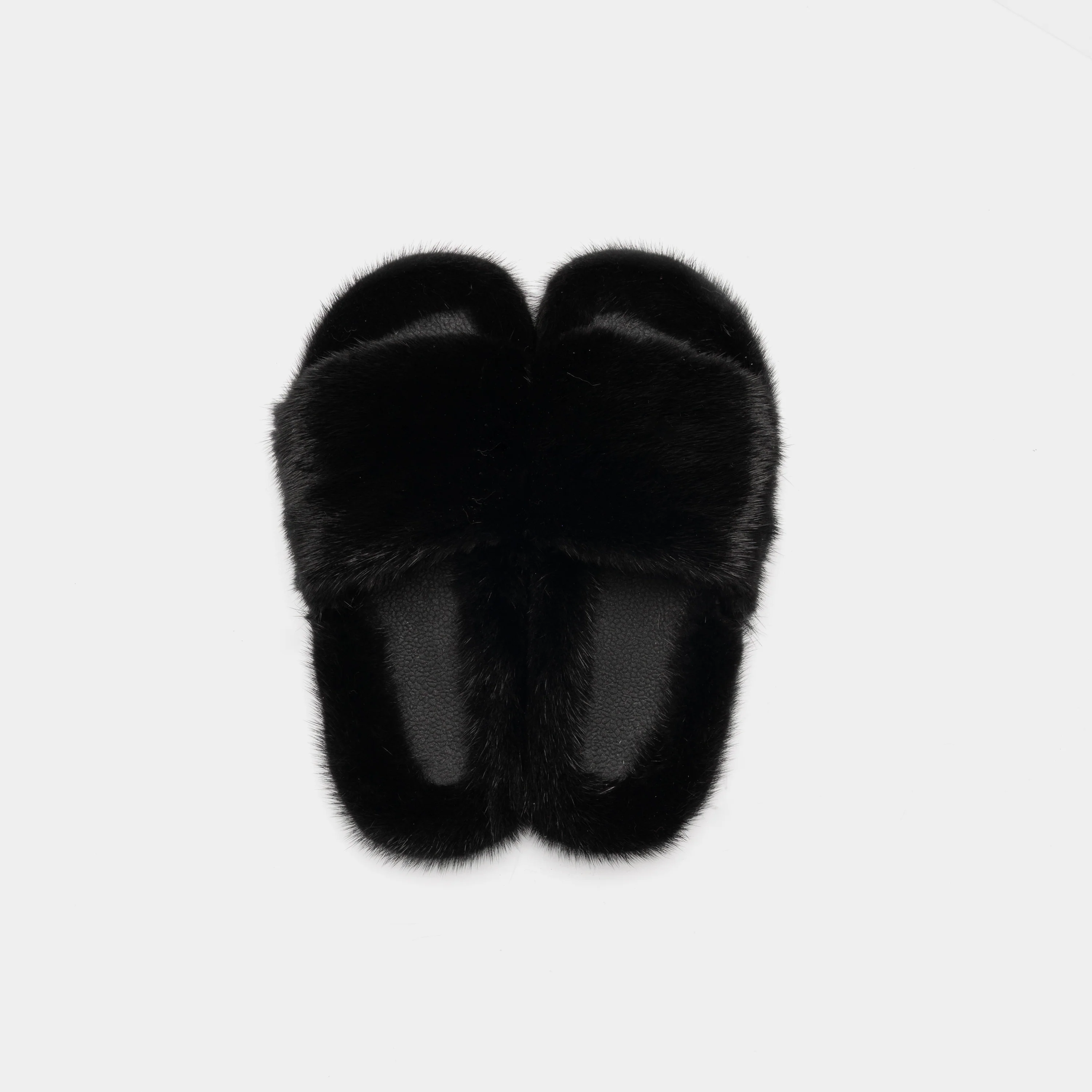 MIAMI - Slipper con fascia e bordatura in visone (Nero) - Image 4