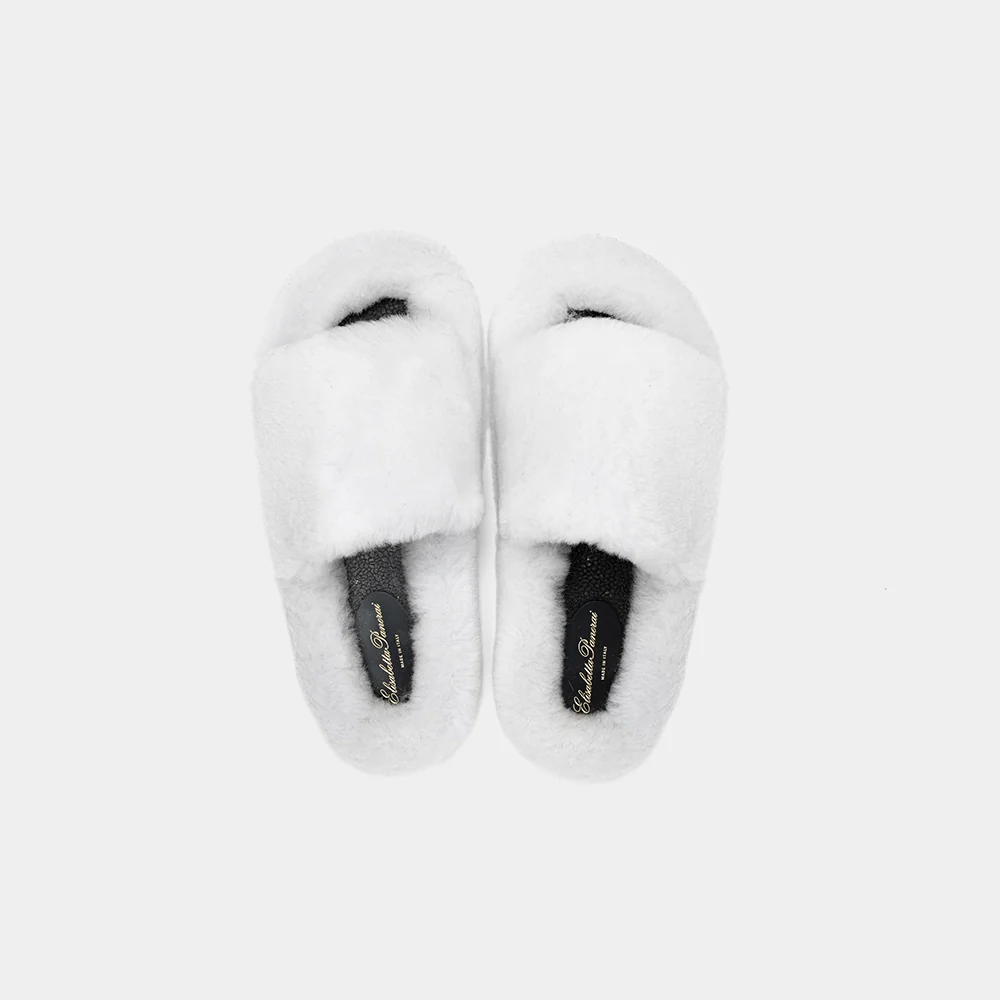 MILANO - Slipper con fascia e bordatura in montone (Bianco) - Image 3