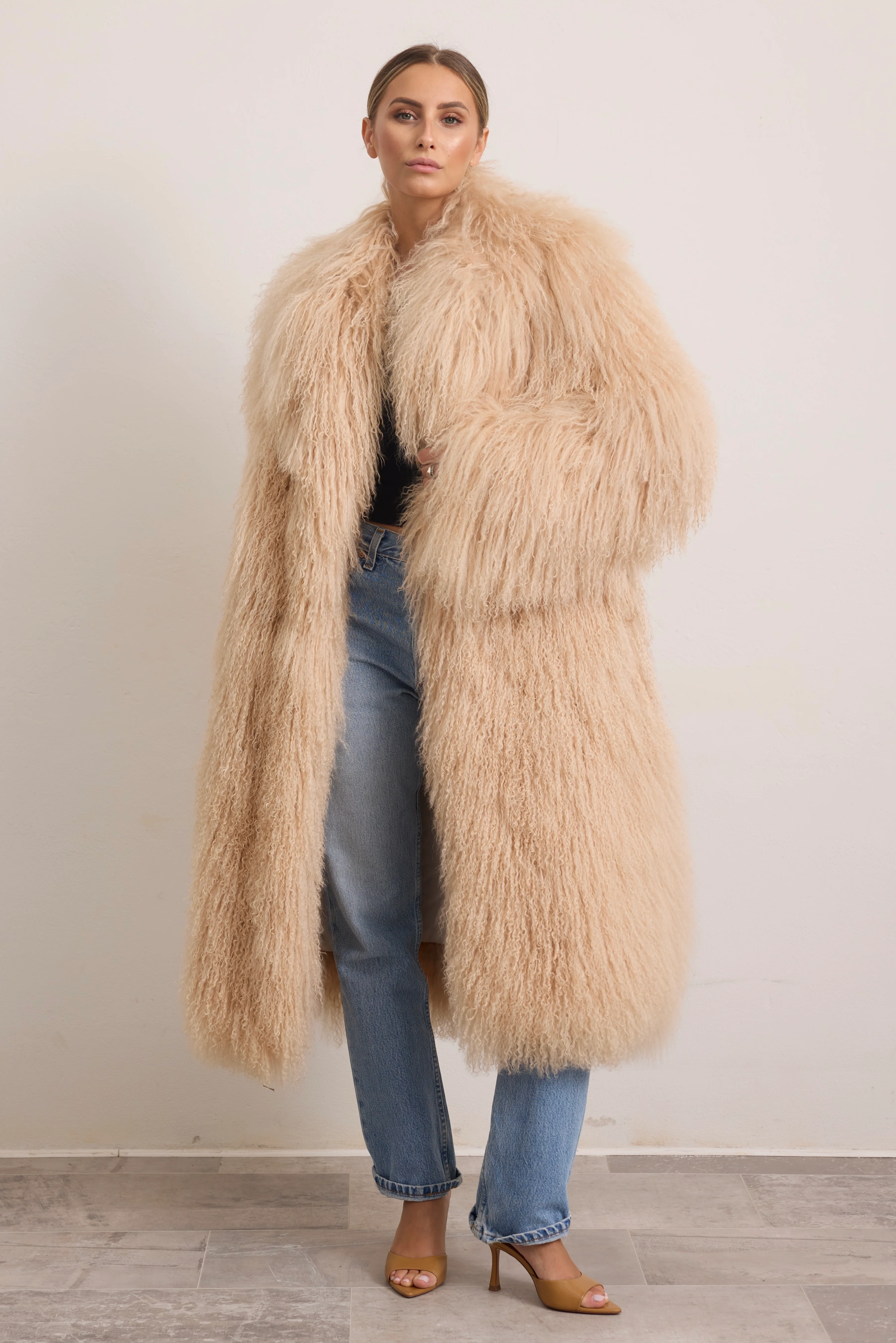 NEPAL - Cappotto lungo in mongolia (Beige) - Image 3