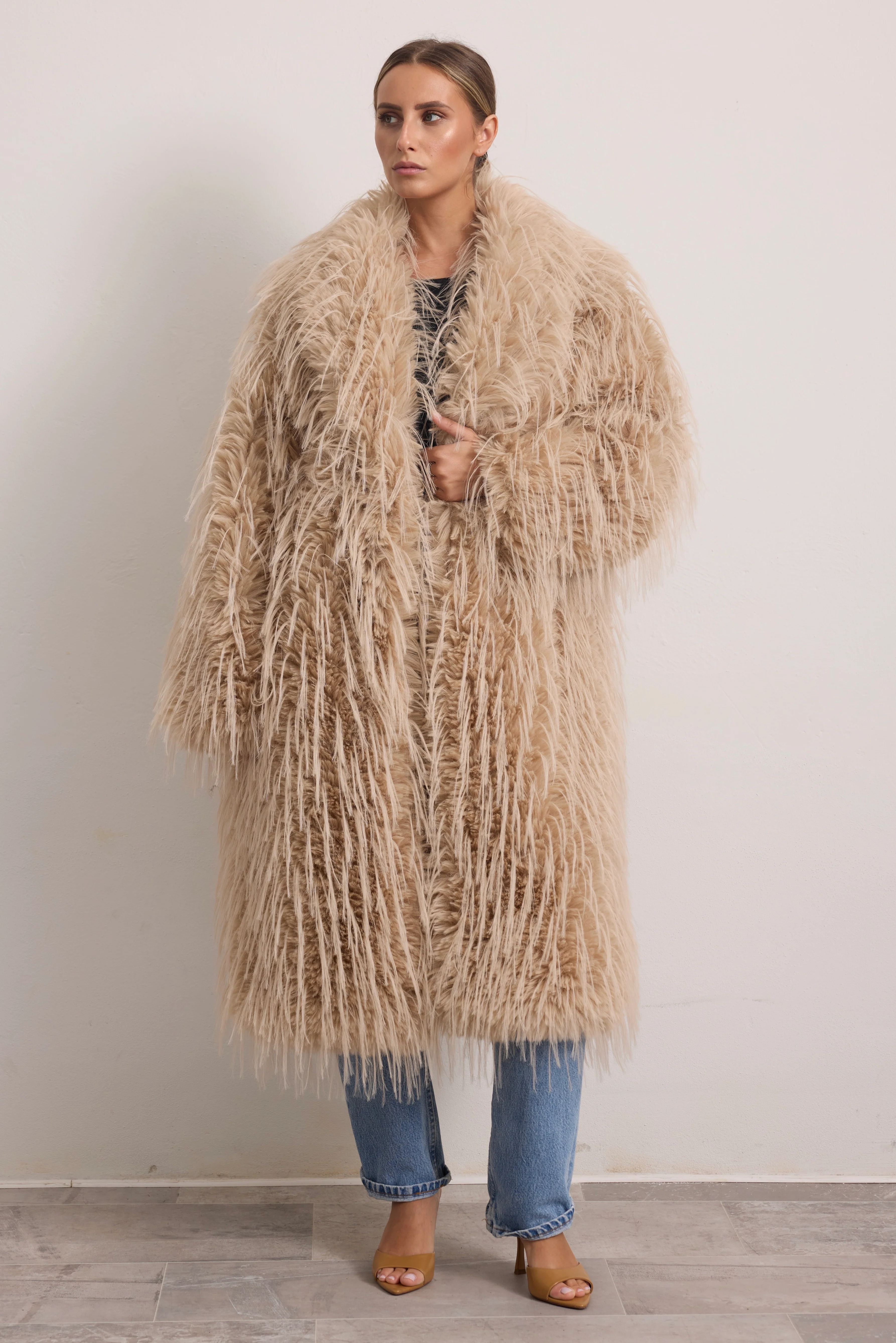 OKLAHOMA - Cappotto pelo lungo (Beige) - Image 4