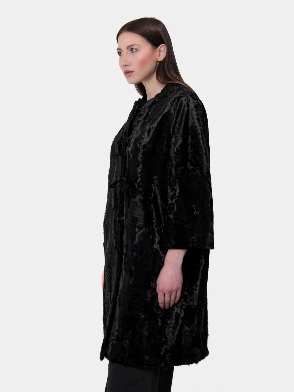 BAYONNE - Cappotto in astracan - Mod. Kimono (Nero) - Image 4