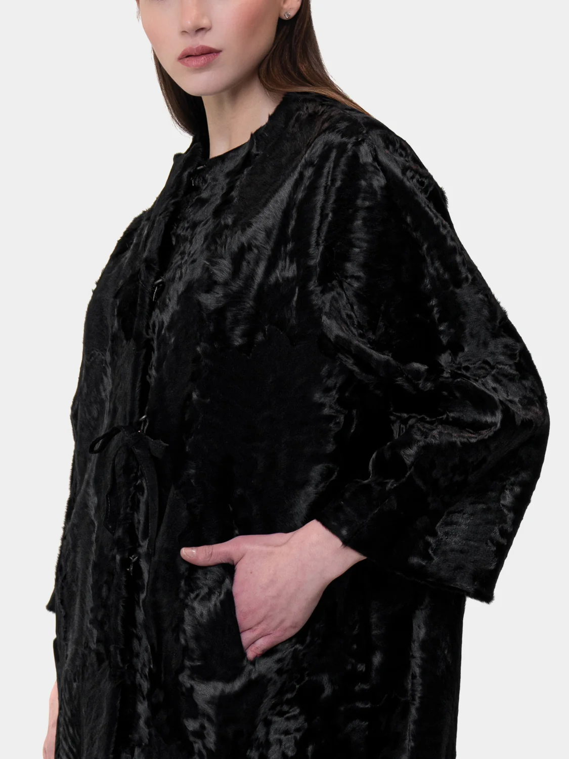 BAYONNE - Cappotto in astracan - Mod. Kimono (Nero) - Image 5