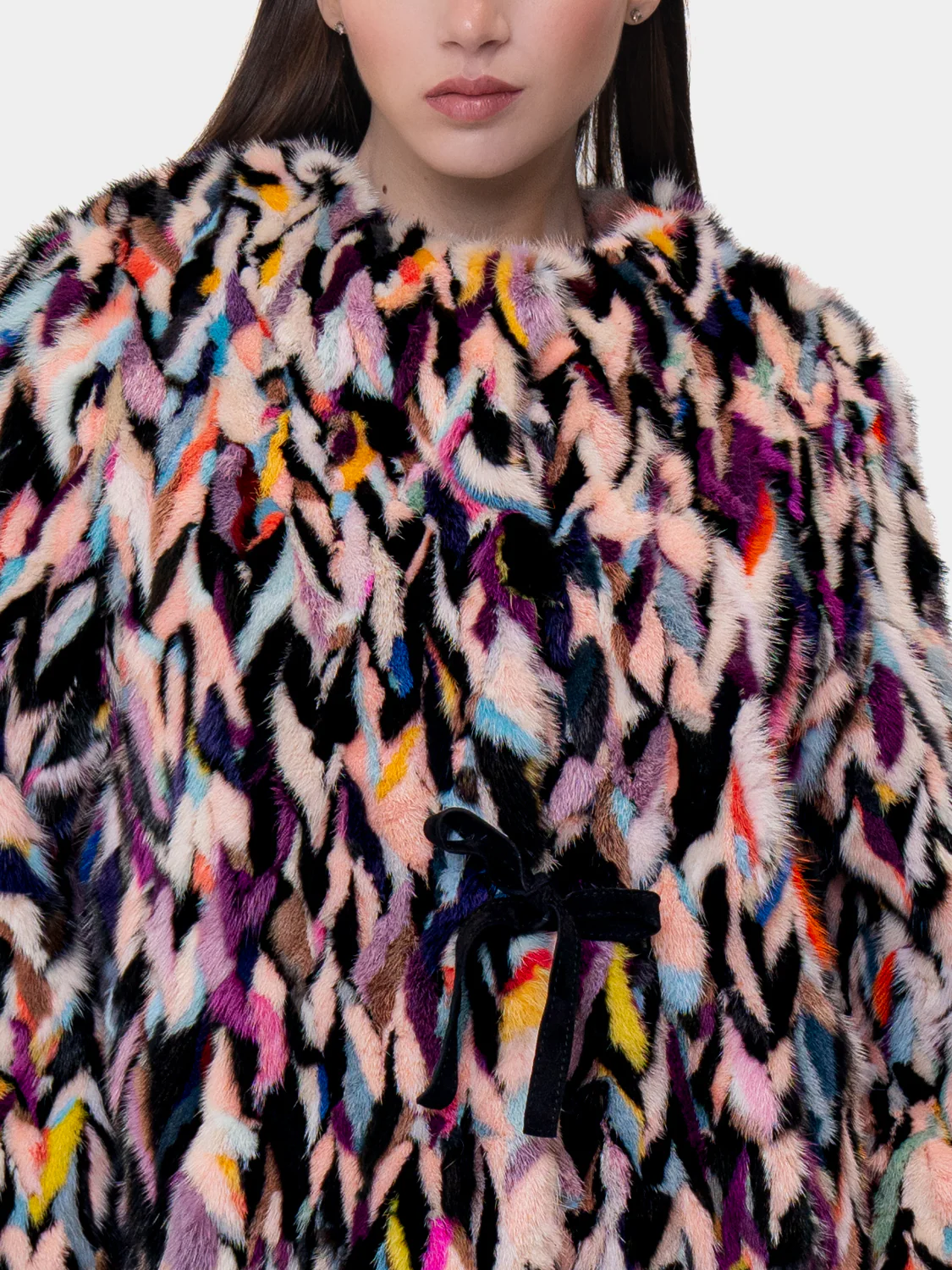 MARYLAND - Cappotto in visone con intarsi - Mod. Kimono (Multicolor) - Image 3
