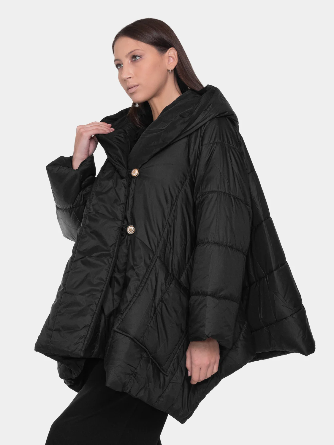 TOKYO - Piumino con cappuccio oversize (Nero) - Image 3