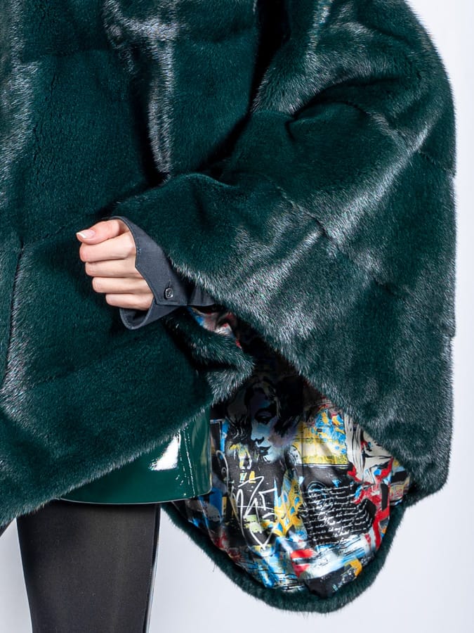MISSISSIPI - Poncho in visone (Verde) - Image 3