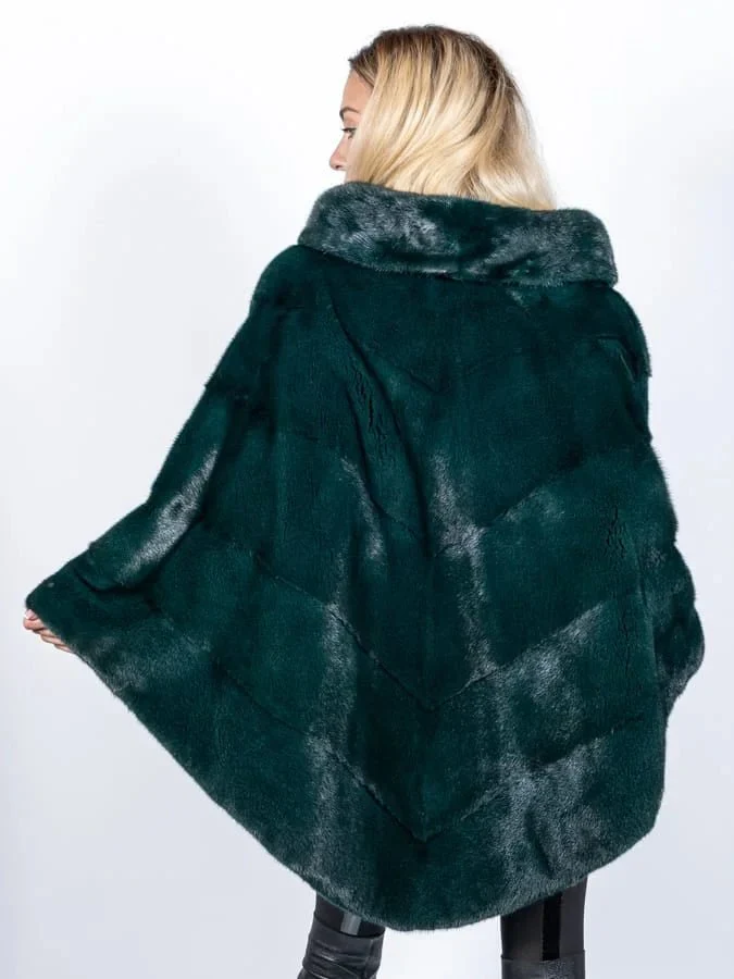 MISSISSIPI - Poncho in visone (Verde) - Image 4