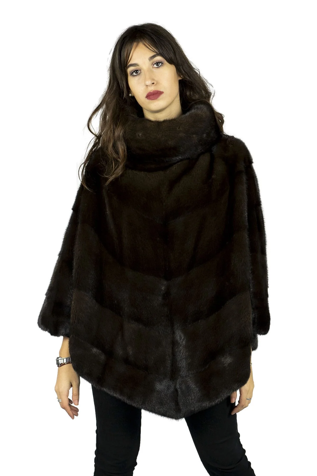 MISSISSIPI - Poncho in visone (Marrone scuro)