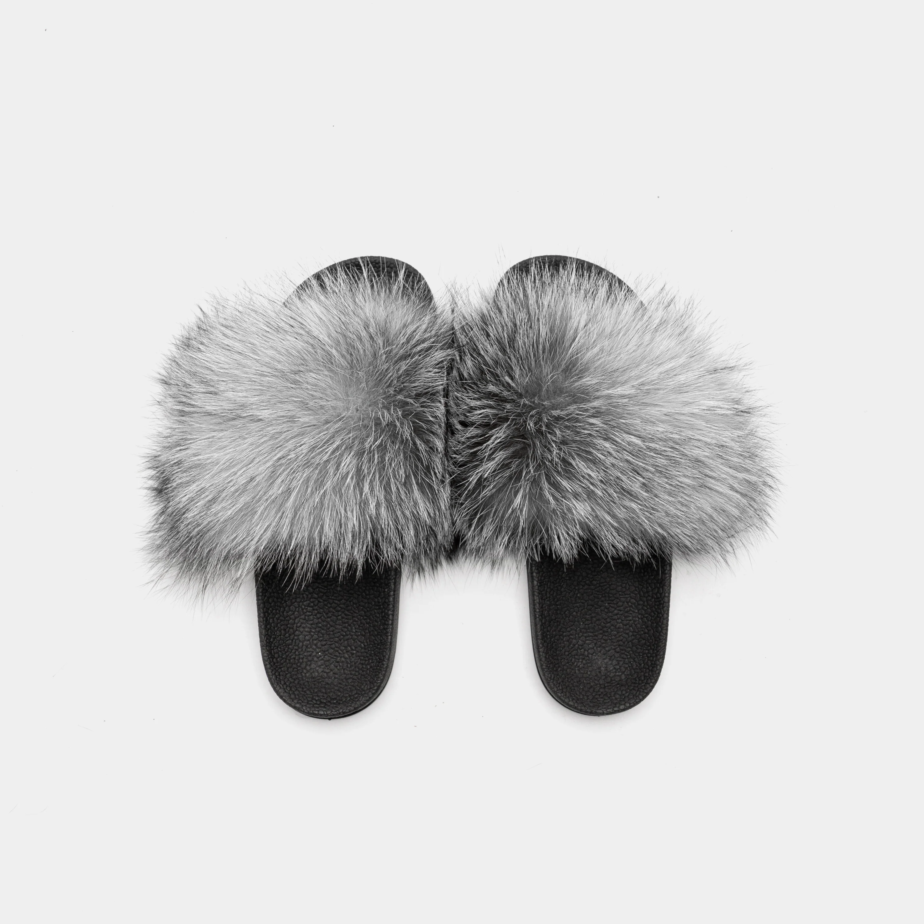 ST. MORITZ - Slipper con fascia in volpe (Grigio/Argento) - Image 4