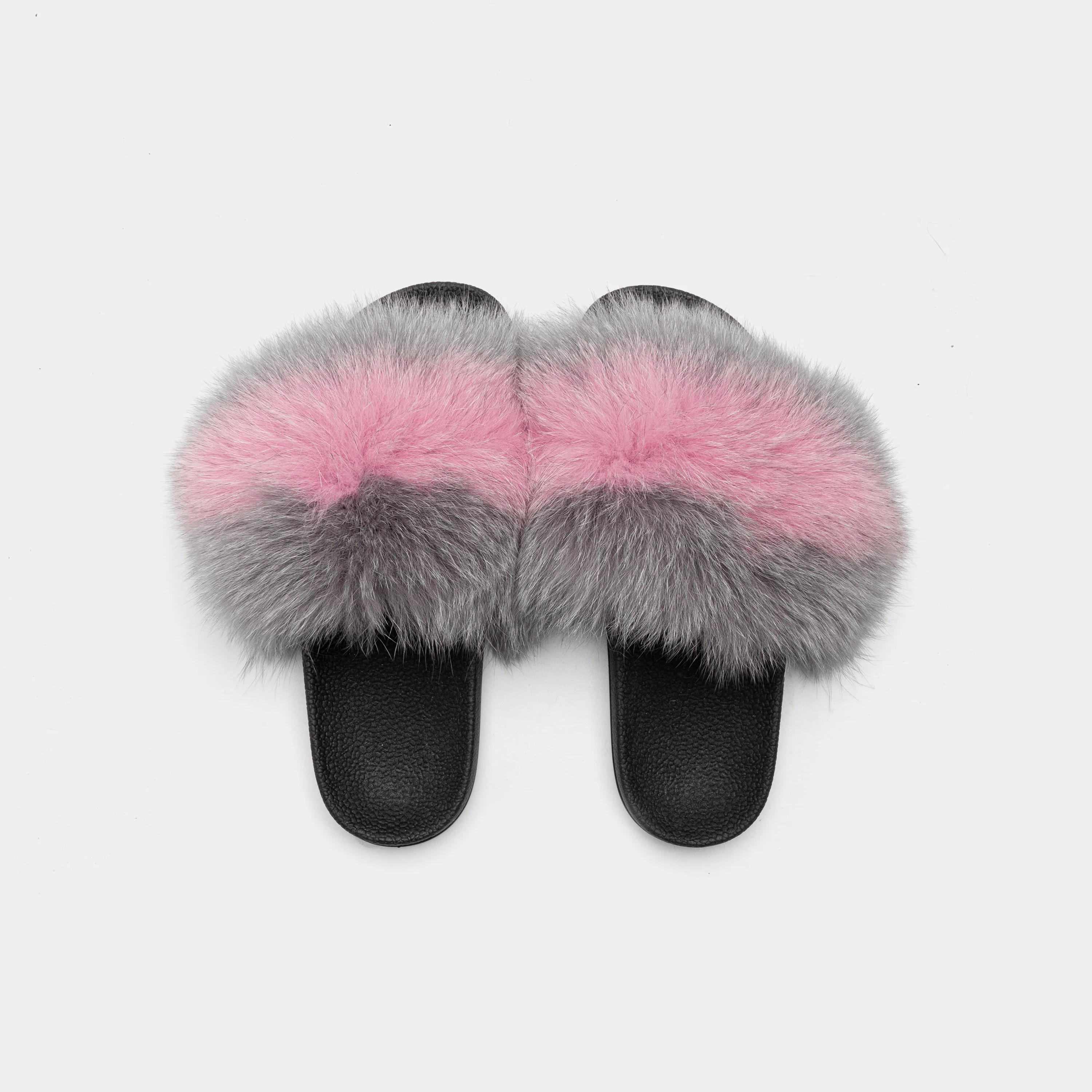 ST. MORITZ - Slipper con fascia in volpe (Grigio/Rosa) - Image 4
