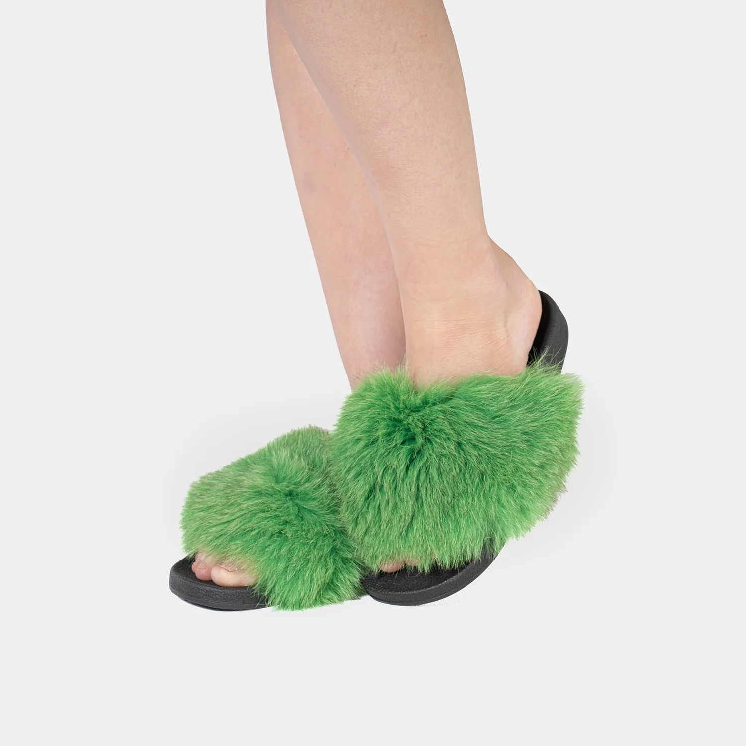 ST. MORITZ - Slipper con fascia in volpe (Verde) - Image 2