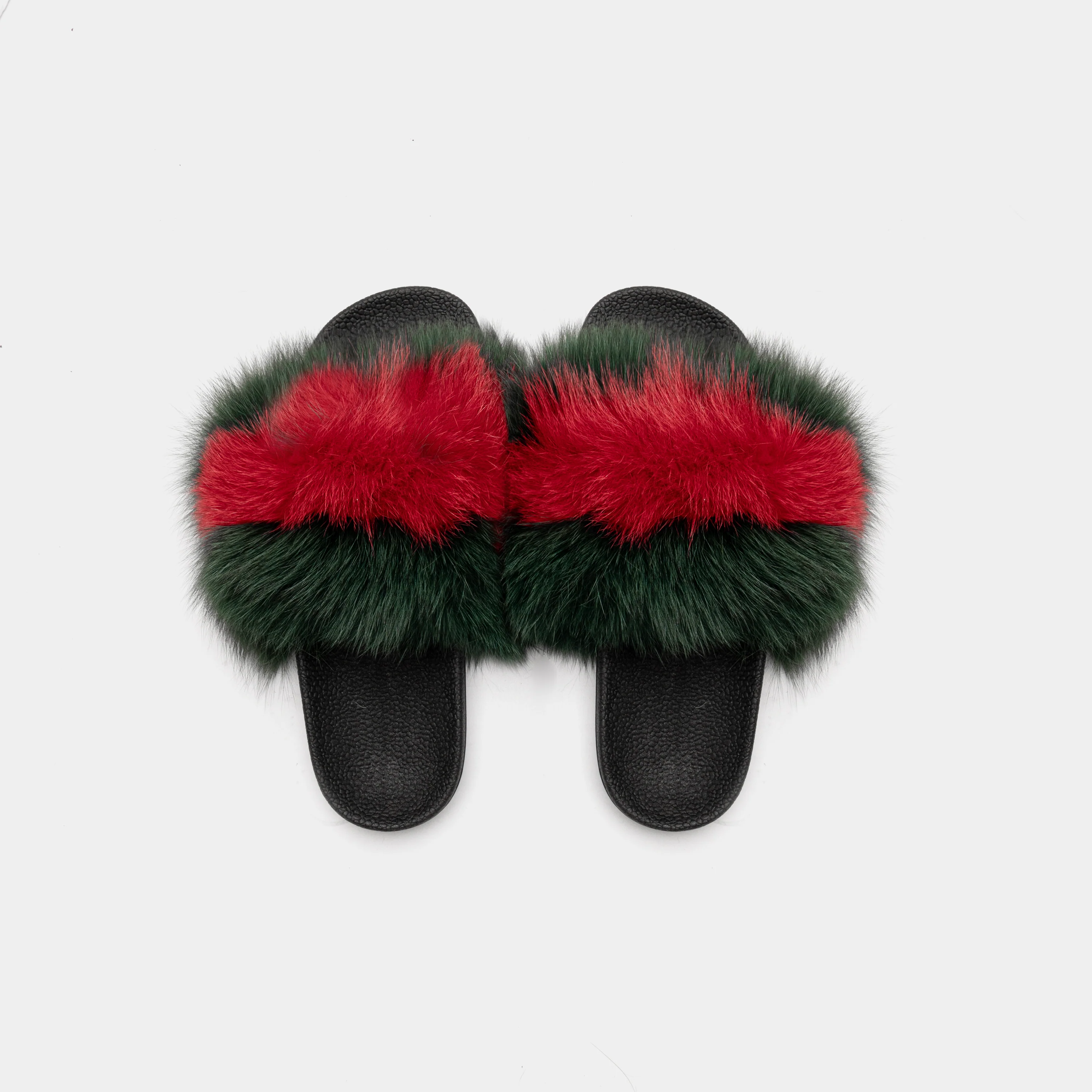 ST. MORITZ - Slipper con fascia in volpe (Verde/Rosso) - Image 4