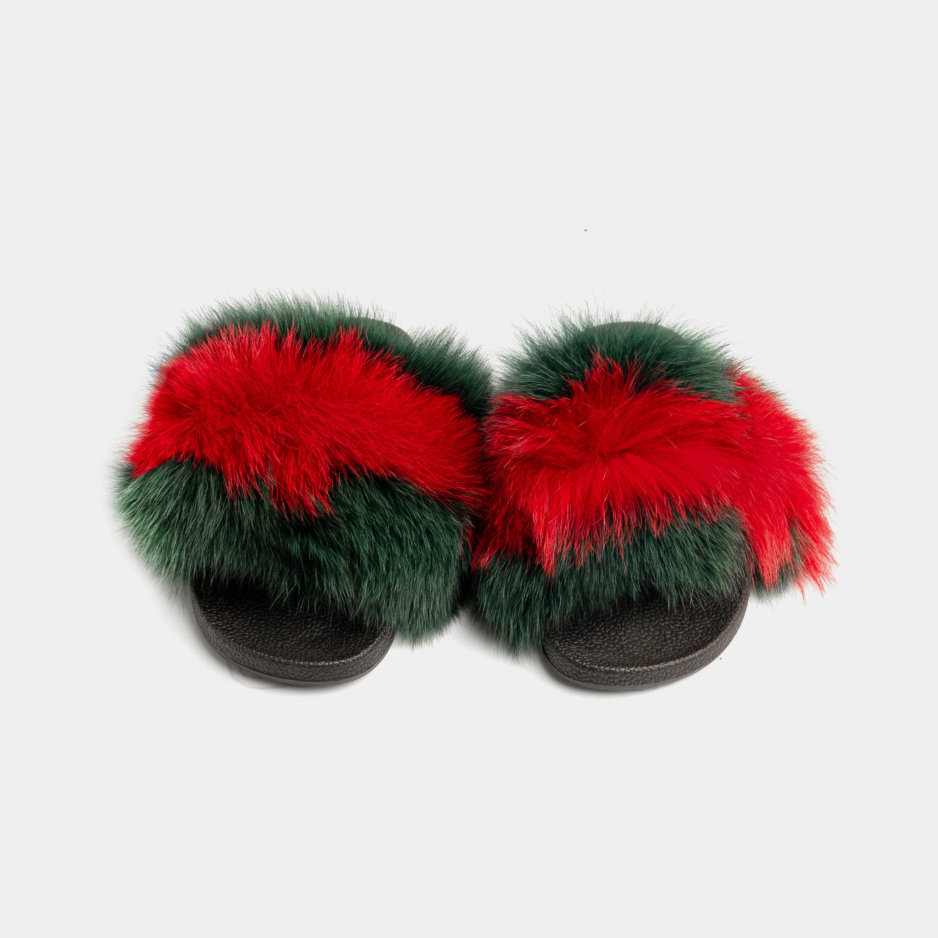 ST. MORITZ - Slipper con fascia in volpe (Verde/Rosso) - Image 5