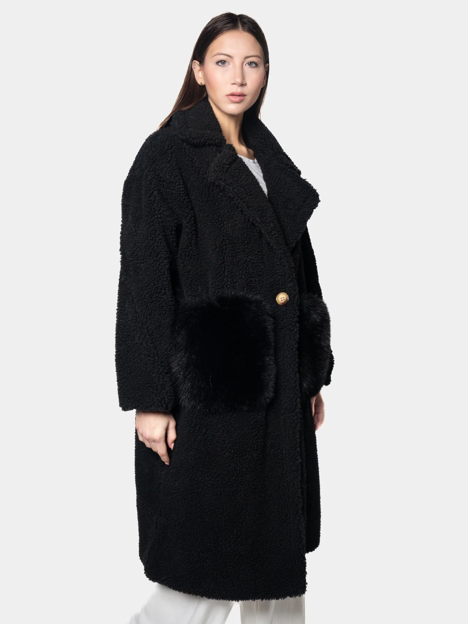 LUBIANA - Teddy con tasche in volpe (Nero) - Image 3