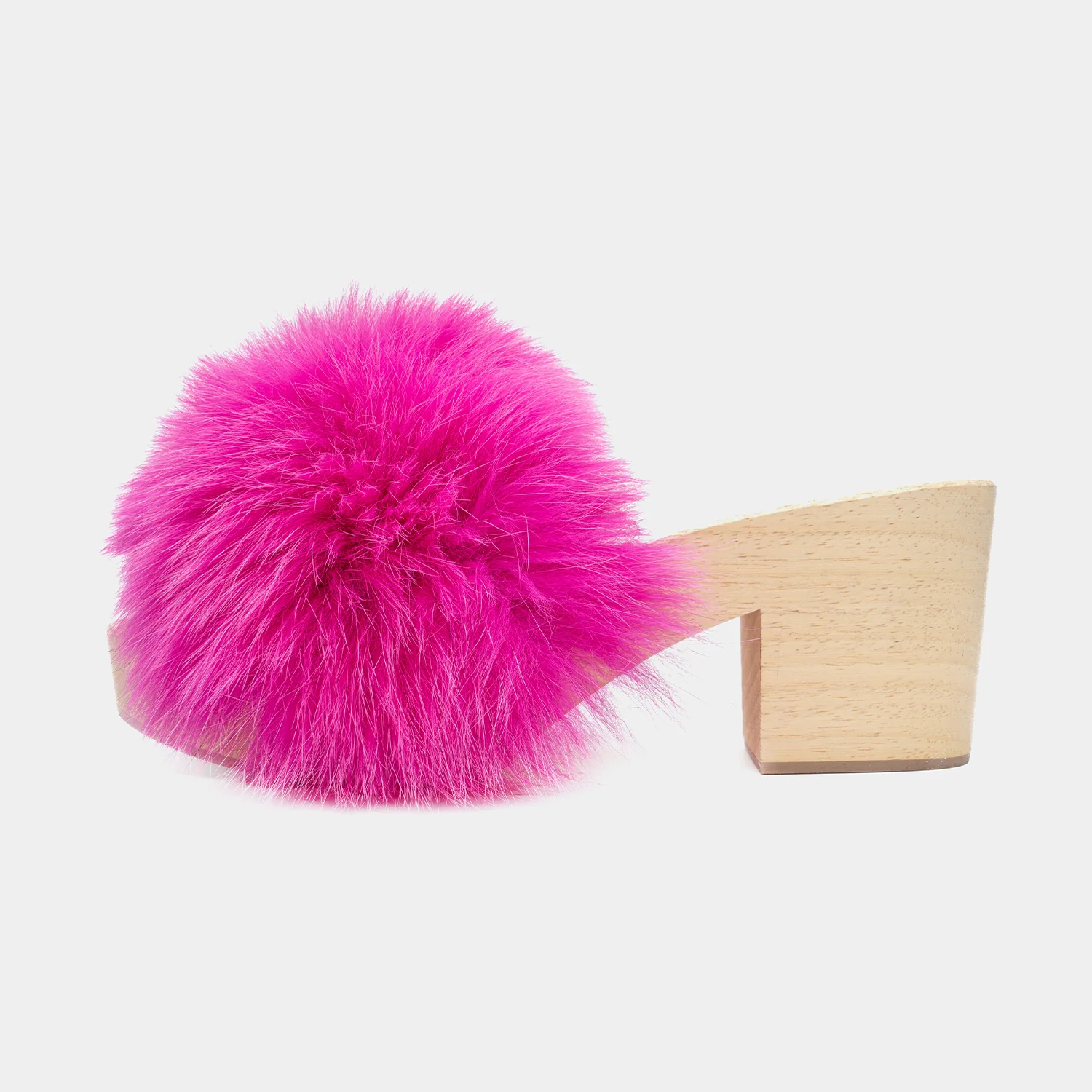 VERSILIA - Zoccolo in legno con fascia in volpe (Fucsia) - Image 3