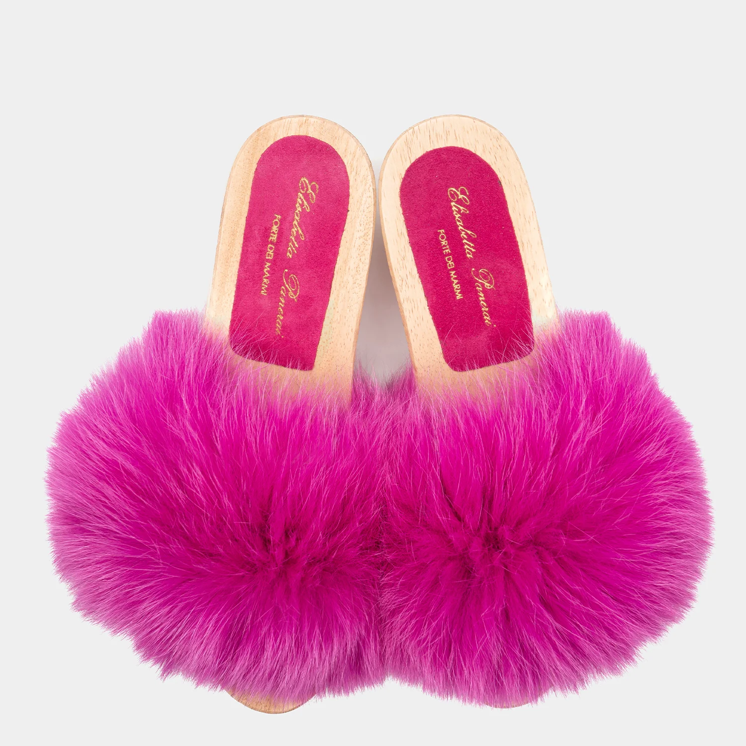 VERSILIA - Zoccolo in legno con fascia in volpe (Fucsia) - Image 4