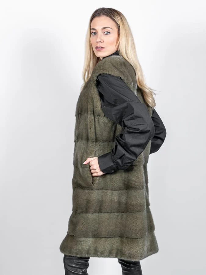 LOUISIANA - Gilet in visone (Verde oliva) - Image 3