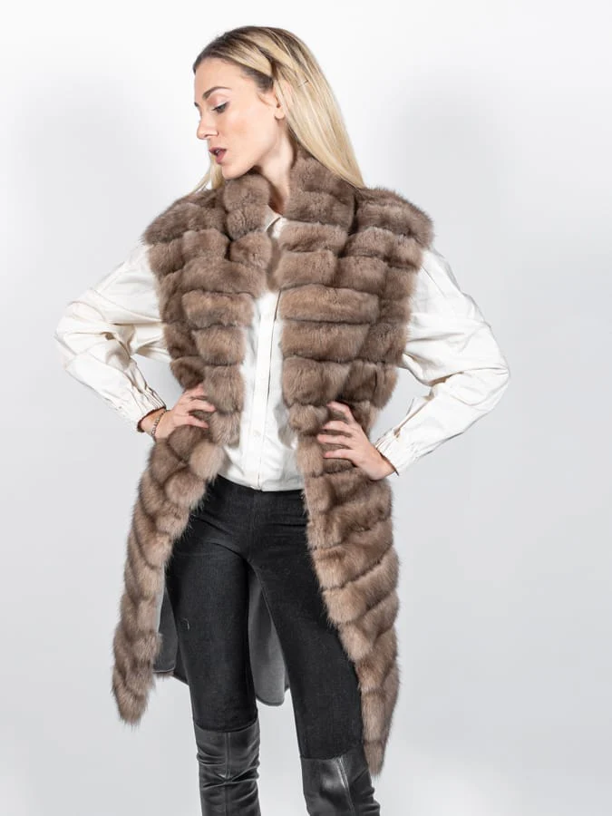 KENTUCKY - Gilet in zibellino e cashmere Loropiana (Beige) - Image 2