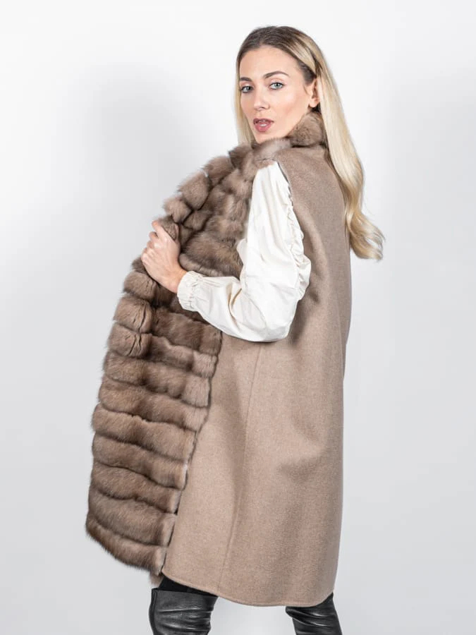 KENTUCKY - Gilet in zibellino e cashmere Loropiana (Beige) - Image 3