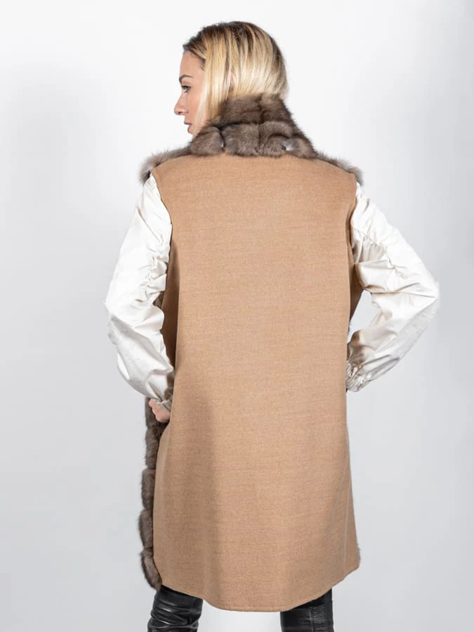 MICHIGAN - Gilet in zibellino e cashmere Loropiana (Cammello) - Image 3