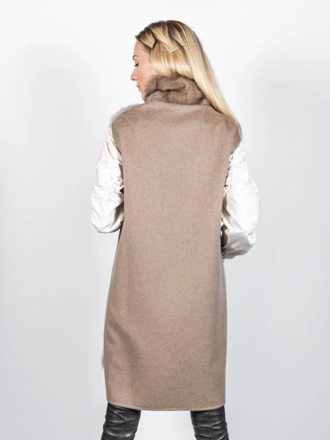 KENTUCKY - Gilet in zibellino e cashmere Loropiana (Beige) - Image 4