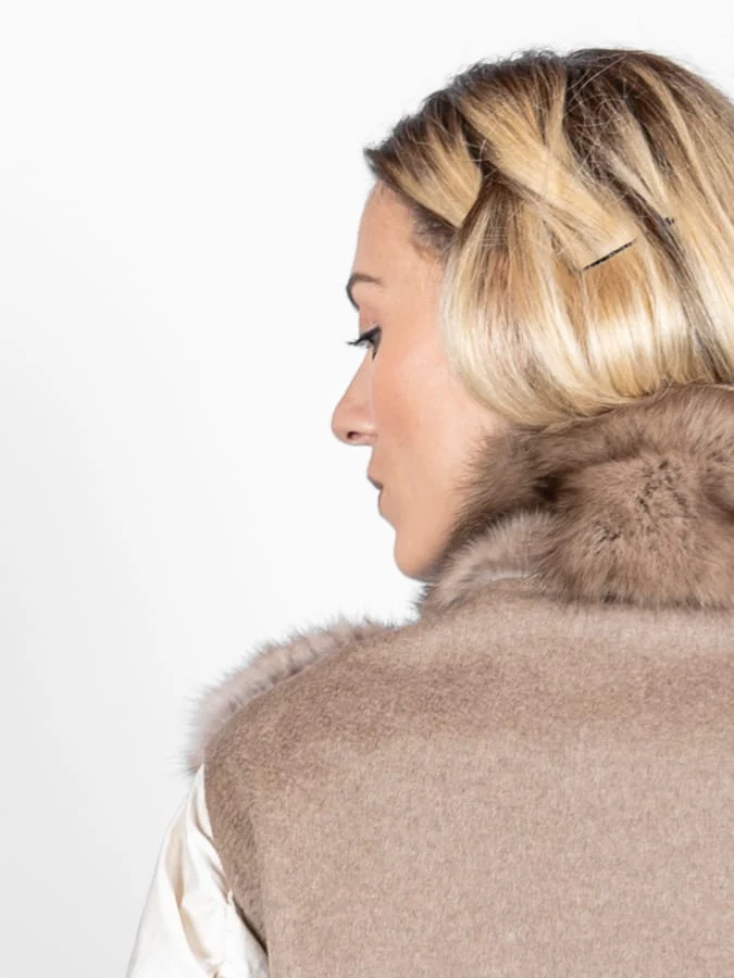 KENTUCKY - Gilet in zibellino e cashmere Loropiana (Beige) - Image 5